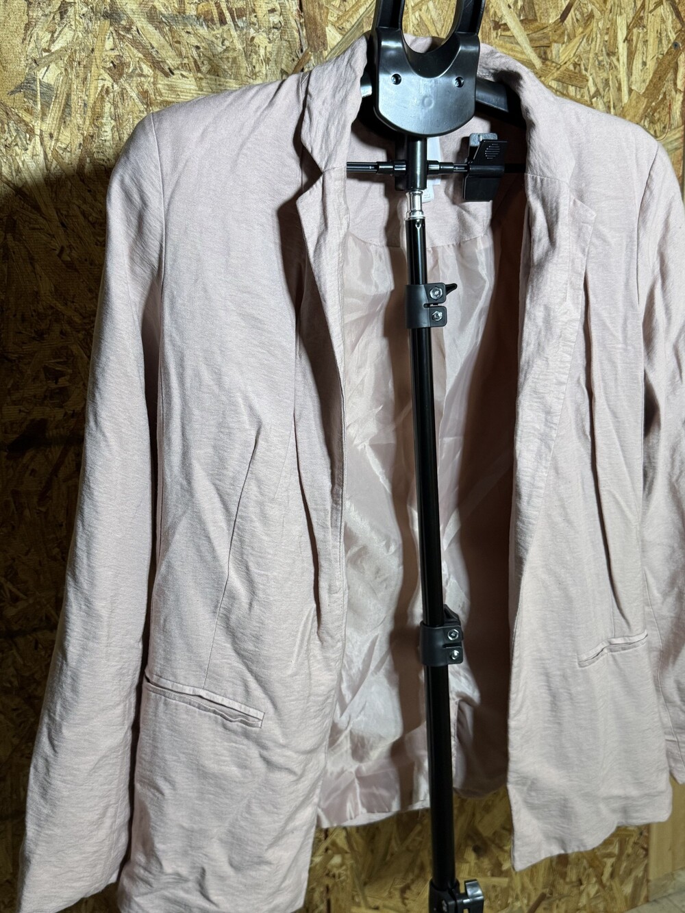 Women's Medium Light Pink Cotton Polyester Blend Blazer Jacket